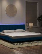 vidaXL Рамка за легло с LED осветление без матрак Hanko синя 200x200 см кадифе