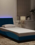vidaXL Рамка за легло с LED осветление без матрак Hanko синя 80x200 см кадифе