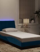 vidaXL Рамка за легло с LED осветление без матрак Hanko синя 90x190 см кадифе