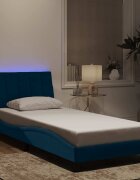 vidaXL Рамка за легло с LED осветление без матрак Hanko синя 90x200 см кадифе