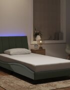 vidaXL Рамка за легло с LED осветление без матрак Hanko светлосива 100x190 см кадифе