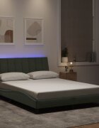 vidaXL Рамка за легло с LED осветление без матрак Hanko светлосива 120x200 см кадифе
