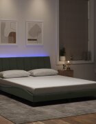 vidaXL Рамка за легло с LED осветление без матрак Hanko светлосива 160x200 см кадифе