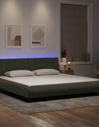 vidaXL Рамка за легло с LED осветление без матрак Hanko светлосива 200x200 см кадифе