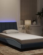 vidaXL Рамка за легло с LED осветление без матрак Hanko тъмносива 100x200 см кадифе
