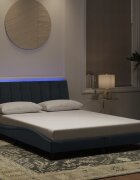 vidaXL Рамка за легло с LED осветление без матрак Hanko тъмносива 120x200 см кадифе