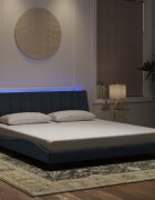 vidaXL Рамка за легло с LED осветление без матрак Hanko тъмносива 180x200 см кадифе