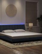 vidaXL Рамка за легло с LED осветление без матрак Hanko тъмносива 200x200 см кадифе