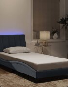 vidaXL Рамка за легло с LED осветление без матрак Hanko тъмносива 90x190 см кадифе