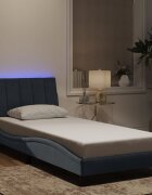 vidaXL Рамка за легло с LED осветление без матрак Hanko тъмносива 90x200 см кадифе