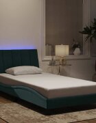 vidaXL Рамка за легло с LED осветление без матрак Hanko тъмнозелена 100x200см кадифе