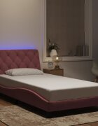 vidaXL Рамка за легло с LED осветление без матрак розова 100x200 см кадифе