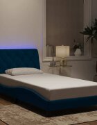 vidaXL Рамка за легло с LED осветление без матрак синя 100x200 см кадифе