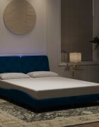vidaXL Рамка за легло с LED осветление без матрак синя 120x200 см кадифе