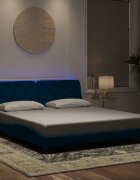 vidaXL Рамка за легло с LED осветление без матрак синя 180x200 см кадифе