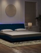 vidaXL Рамка за легло с LED осветление без матрак синя 200x200 см кадифе