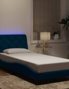 vidaXL Рамка за легло с LED осветление без матрак синя 80x200 см кадифе