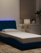 vidaXL Рамка за легло с LED осветление без матрак синя 90x200 см кадифе
