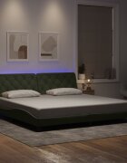 vidaXL Рамка за легло с LED осветление без матрак светлосива 200x200 см кадифе
