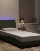 vidaXL Рамка за легло с LED осветление без матрак светлосива 90x190 см кадифе
