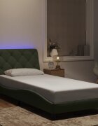 vidaXL Рамка за легло с LED осветление без матрак светлосива 90x200 см кадифе