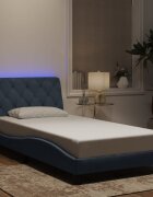 vidaXL Рамка за легло с LED осветление без матрак тъмносива 100x190 см кадифе