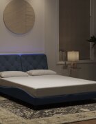 vidaXL Рамка за легло с LED осветление без матрак тъмносива 120x200 см кадифе