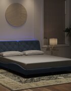 vidaXL Рамка за легло с LED осветление без матрак тъмносива 160x200 см кадифе
