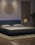 vidaXL Рамка за легло с LED осветление без матрак тъмносива 200x200 см кадифе