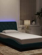 vidaXL Рамка за легло с LED осветление без матрак тъмнозелена 100x200см кадифе
