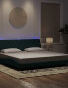 vidaXL Рамка за легло с LED осветление без матрак тъмнозелена 200x200 см кадифе