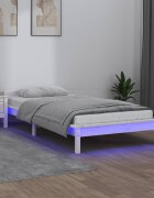vidaXL Рамка за легло с LED осветление бяла 100x200 см масивно дърво