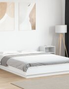 vidaXL Рамка за легло с LED осветление бяла 120x200 см инженерно дърво