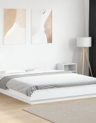 vidaXL Рамка за легло с LED осветление бяла 150x200 см инженерно дърво