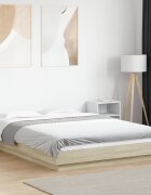 vidaXL Рамка за легло с LED осветление дъб сонома 120x200 см