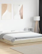 vidaXL Рамка за легло с LED осветление дъб сонома 150x200 см