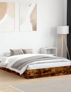 vidaXL Рамка за легло с LED осветление опушен дъб 120x190 см