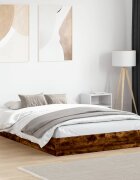vidaXL Рамка за легло с LED осветление опушен дъб 150x200 см