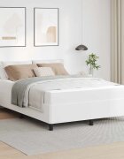 vidaXL Рамка за легло с матрак Бяло 140 x 190 cm текстил