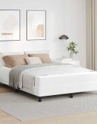 vidaXL Рамка за легло с матрак Чисто бяло 140 x 200 cm текстил