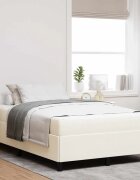 vidaXL Рамка за легло с матрак Крем 120 x 190 cm текстил