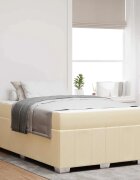 vidaXL Рамка за легло с матрак Крем 120 x 200 cm текстил