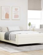 vidaXL Рамка за легло с матрак Крем 140 x 190 cm текстил