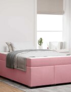 vidaXL Рамка за легло с матрак Розово 120 x 190 cm текстил