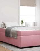 vidaXL Рамка за легло с матрак Розово 90 x 200 cm текстил