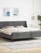 vidaXL Рамка за легло с матрак с матрак Тъмен сив 200 x 200 cm Кадифе