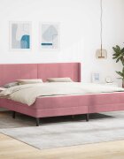 vidaXL Рамка за легло с матрак с таблото Розово 200 x 200 cm Кадифе