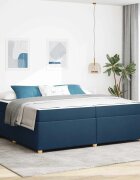 vidaXL Рамка за легло с матрак Синьо 200 x 200 cm текстил