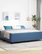 vidaXL Рамка за легло с матрак Синьо 200 x 200 cm текстил