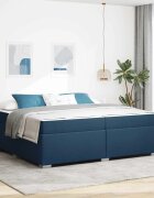 vidaXL Рамка за легло с матрак Синьо 200 x 200 cm текстил